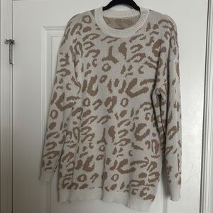 Leopard Print Sweater - Cream and Brown